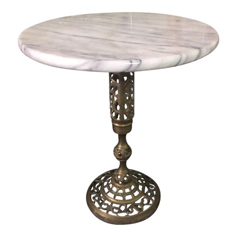 Brass And Marble End Table